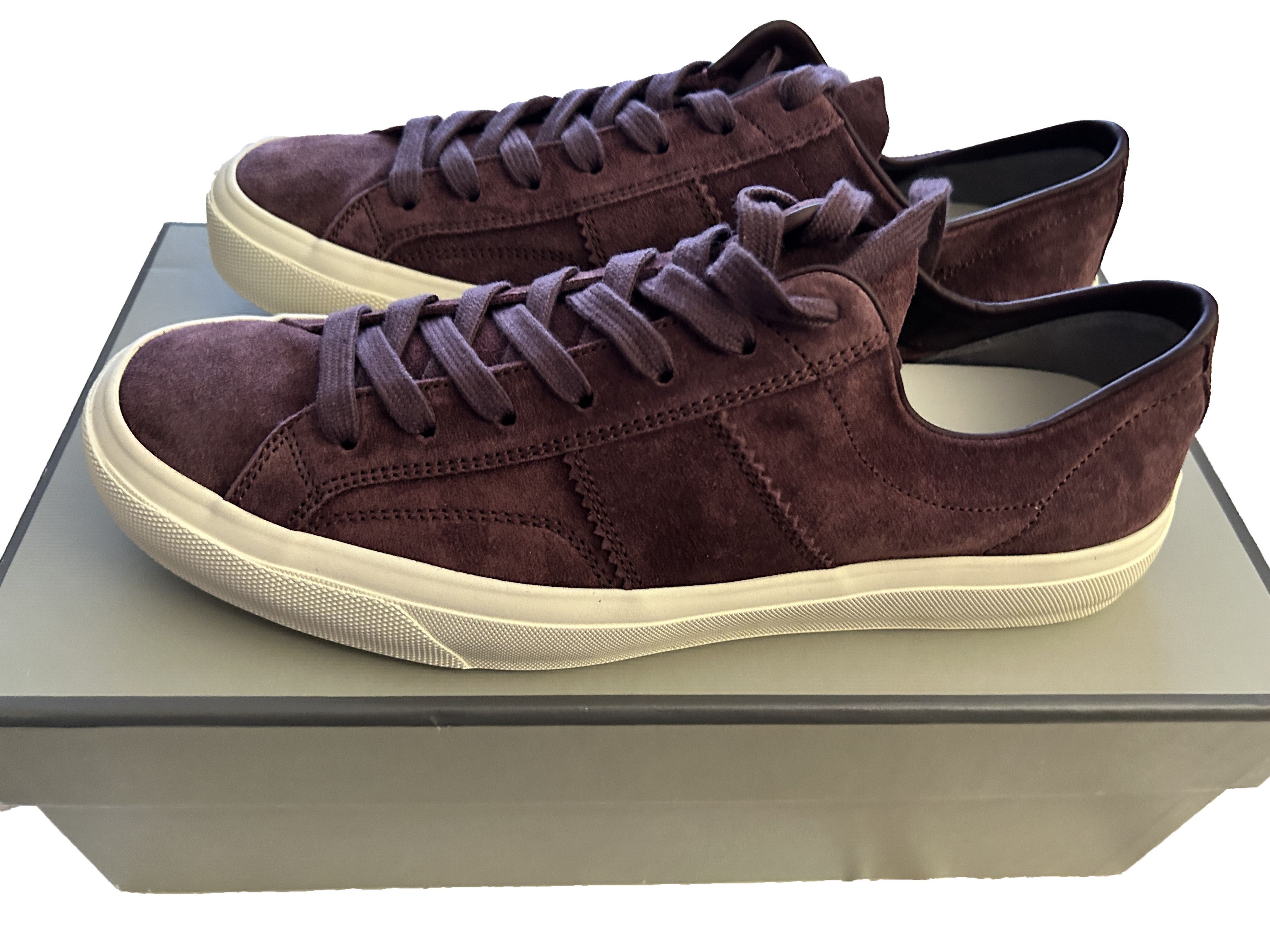 TOM FORD Burgundy Cambridge Suede Sneakers Men