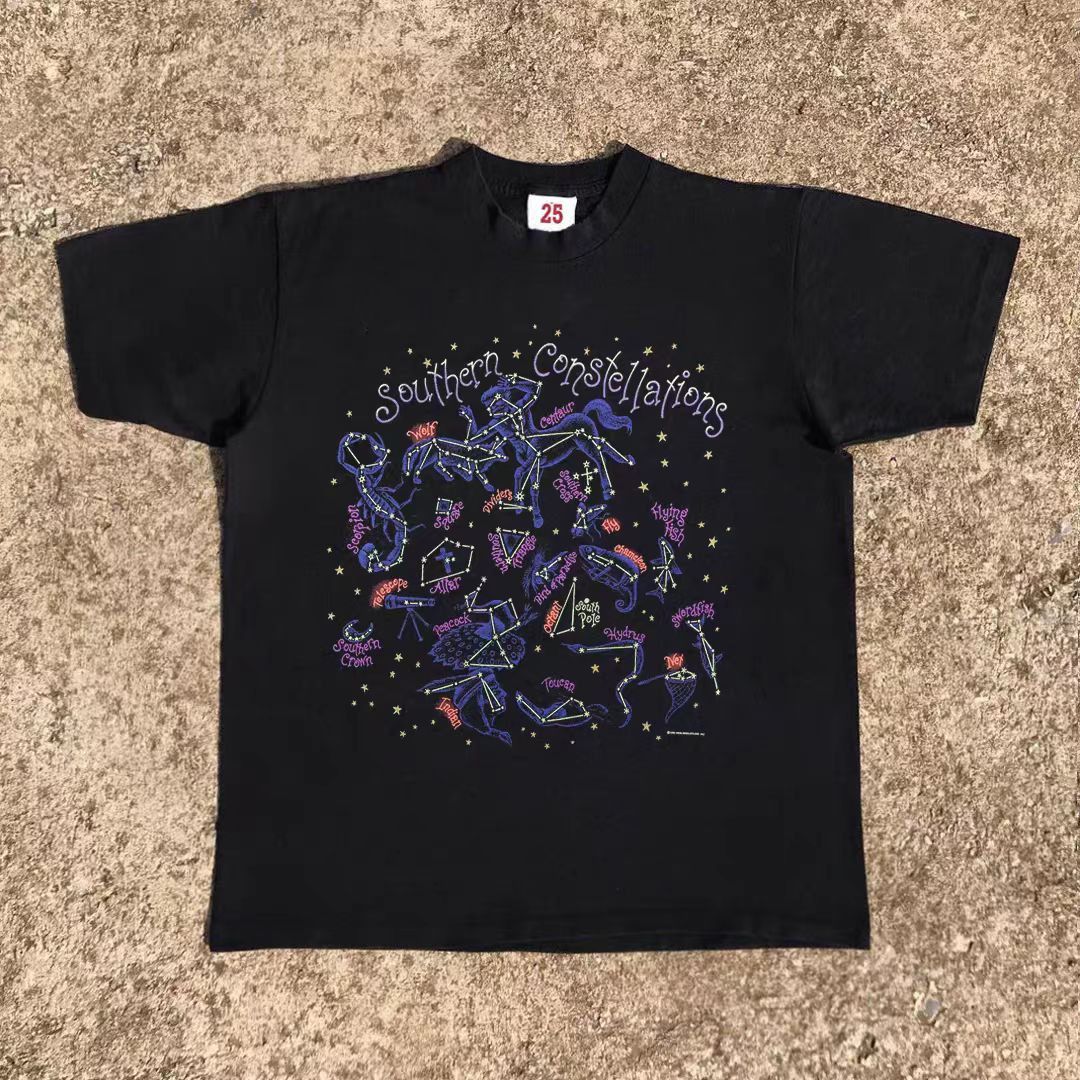 Japanese Brand × Vintage Black street fashion retro star pattern loose t-shirt Size US M / EU 48-50 / 2 - 2 Thumbnail