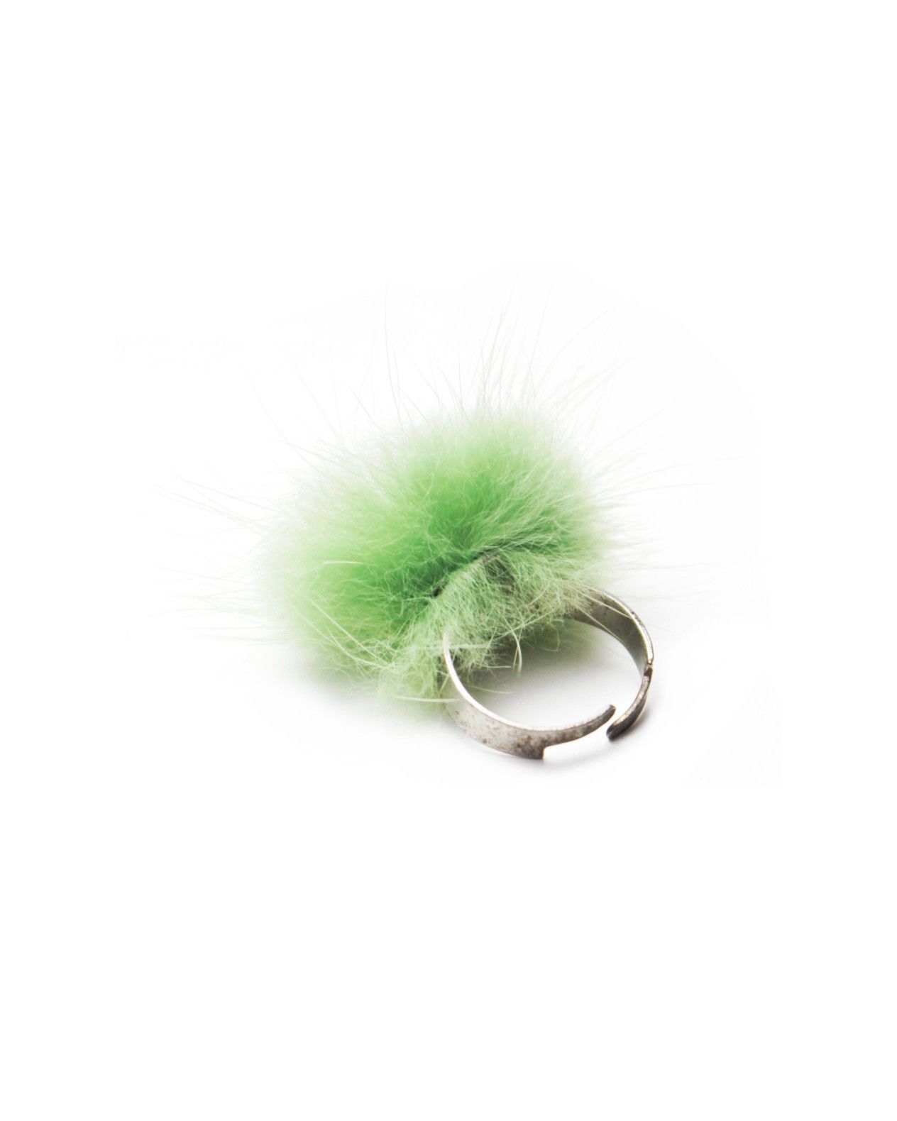 Hysteric Glamour 2000S JAPANESE MADE GREEN FUR BALL OPEN RING Size ONE SIZE - 2 Thumbnail