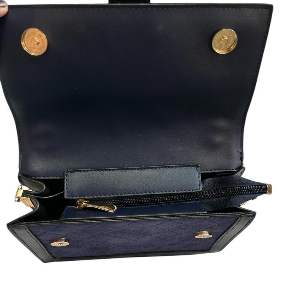Designer Elegant Navy Blue Quilted Handbag Size ONE SIZE - 3 Thumbnail