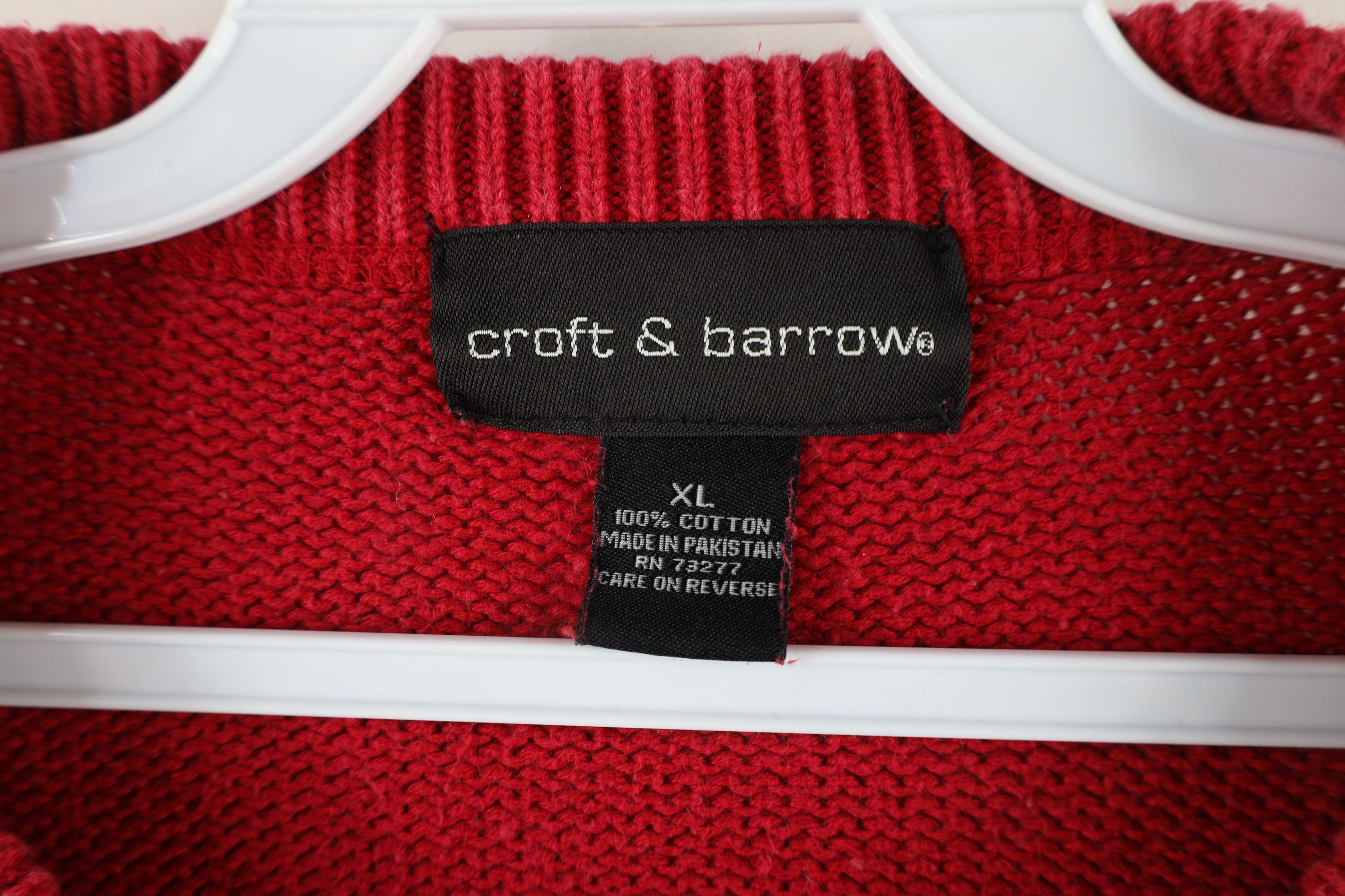 Vintage Vintage 90s Streetwear Blank Cotton Ribbed Knit Sweater Red Size US XL / EU 56 / 4 - 5 Thumbnail