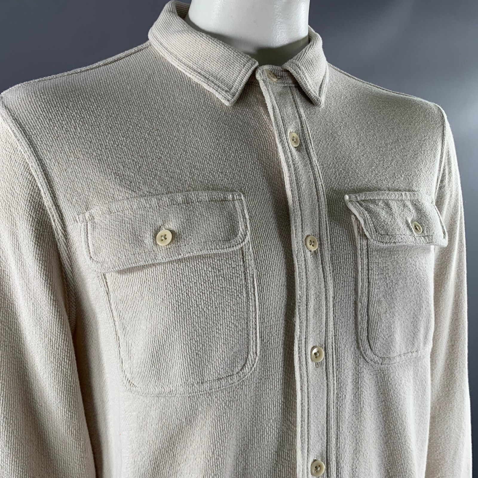 J.Crew J.CREW Size L Off White Knit Cotton Blend Long Sleeve Shirt Size US L / EU 52-54 / 3 - 2 Thumbnail