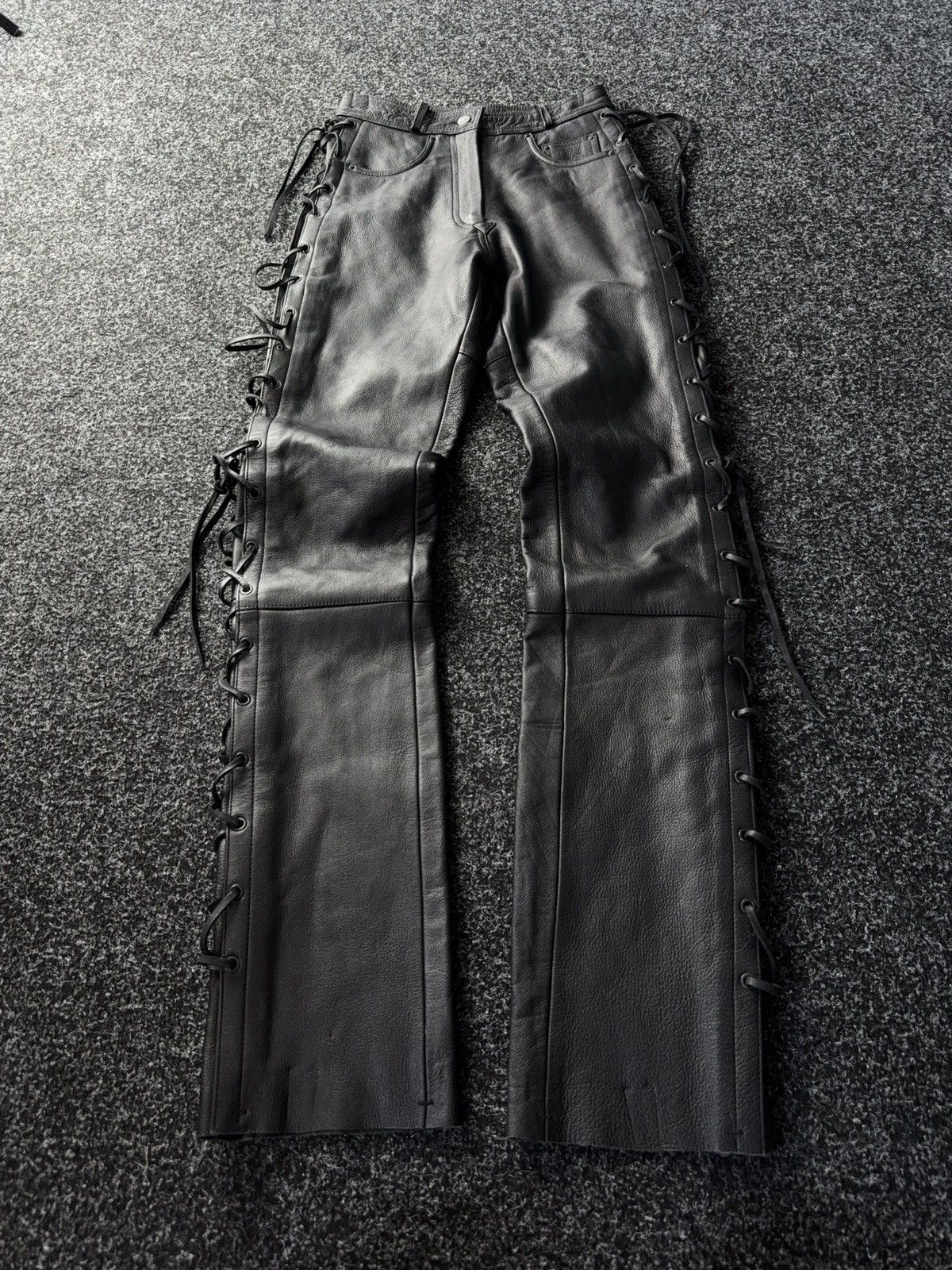 Leather Y2K Vintage Leather Pants Opium Style Alt Biker USA Rare Size 26" / US 2 / IT 38 - 1 Thumbnail