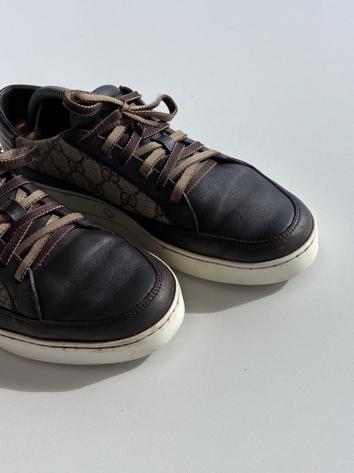 Gucci Gucci Sneakers Low Top Monogram GG Brown Leather US8 EUR-41 Size US 8 / EU 41 - 3 Thumbnail