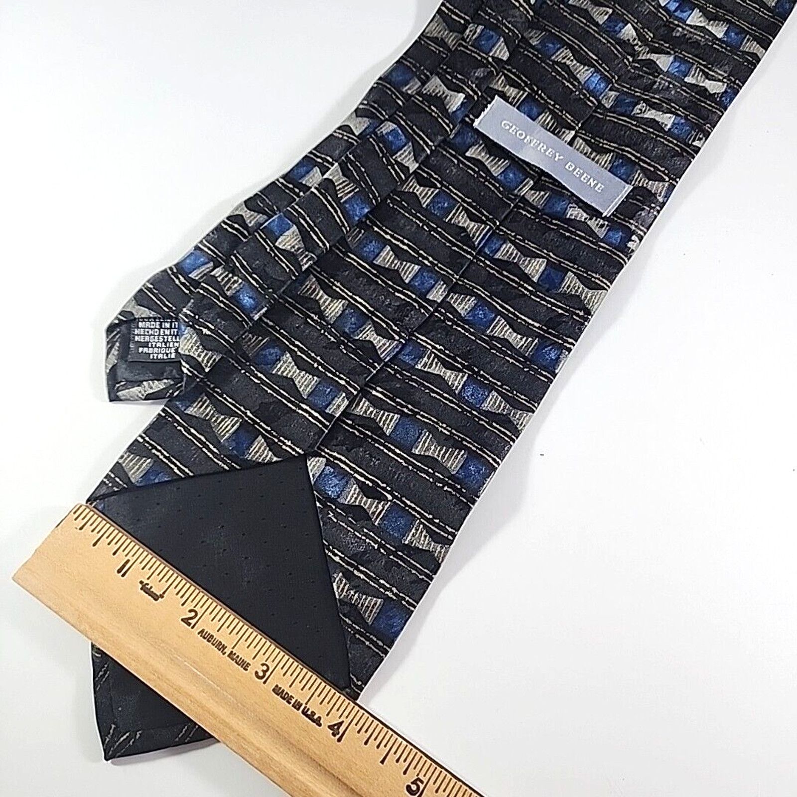 Geoffrey Beene Geoffery Beene Blue Geometric Silk Necktie - Made in Italy Size ONE SIZE - 2 Thumbnail