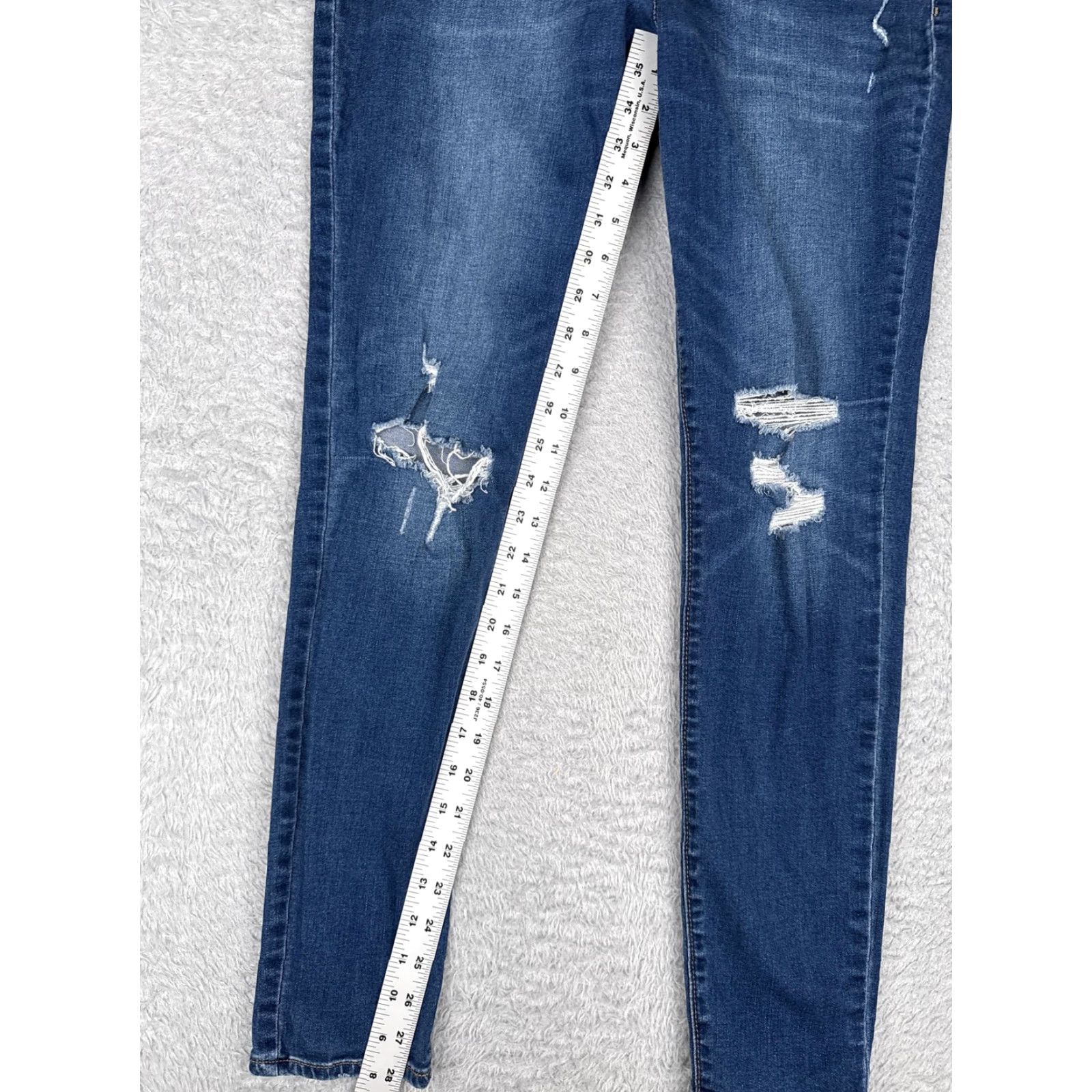 Old Navy Old Navy Jeans Womens 14 Blue Rockstar Jeggings Distressed Pull-On Skinny Ankle Size 36" / US 14 / IT 50 - 7 Thumbnail