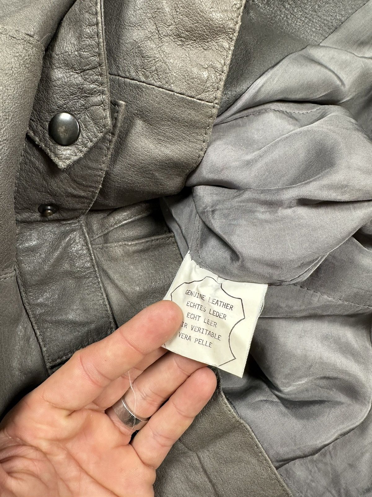 Japanese Brand Vintage y2k Grey Genuine Leather Jacket Size US M / EU 48-50 / 2 - 8 Thumbnail