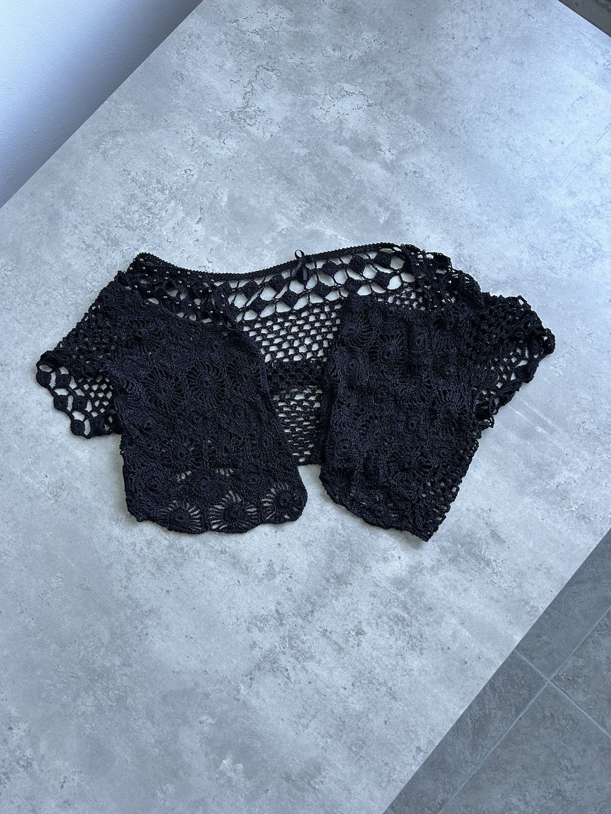 Vintage Vintage Knit sexy Y2K black beads top embroidered Size S / US 4 / IT 40 - 5 Thumbnail