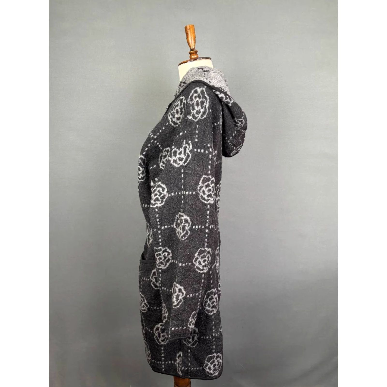 Vintage Gudrun Sjoden Womens Hooded Jacket S Black Wool Long Sleeve Monogram Modern Classic Jacket Womenshooded Long Sleeve Black Wool Monogram Gudrun Sjoden Size S / US 4 / IT 40 - 4 Thumbnail