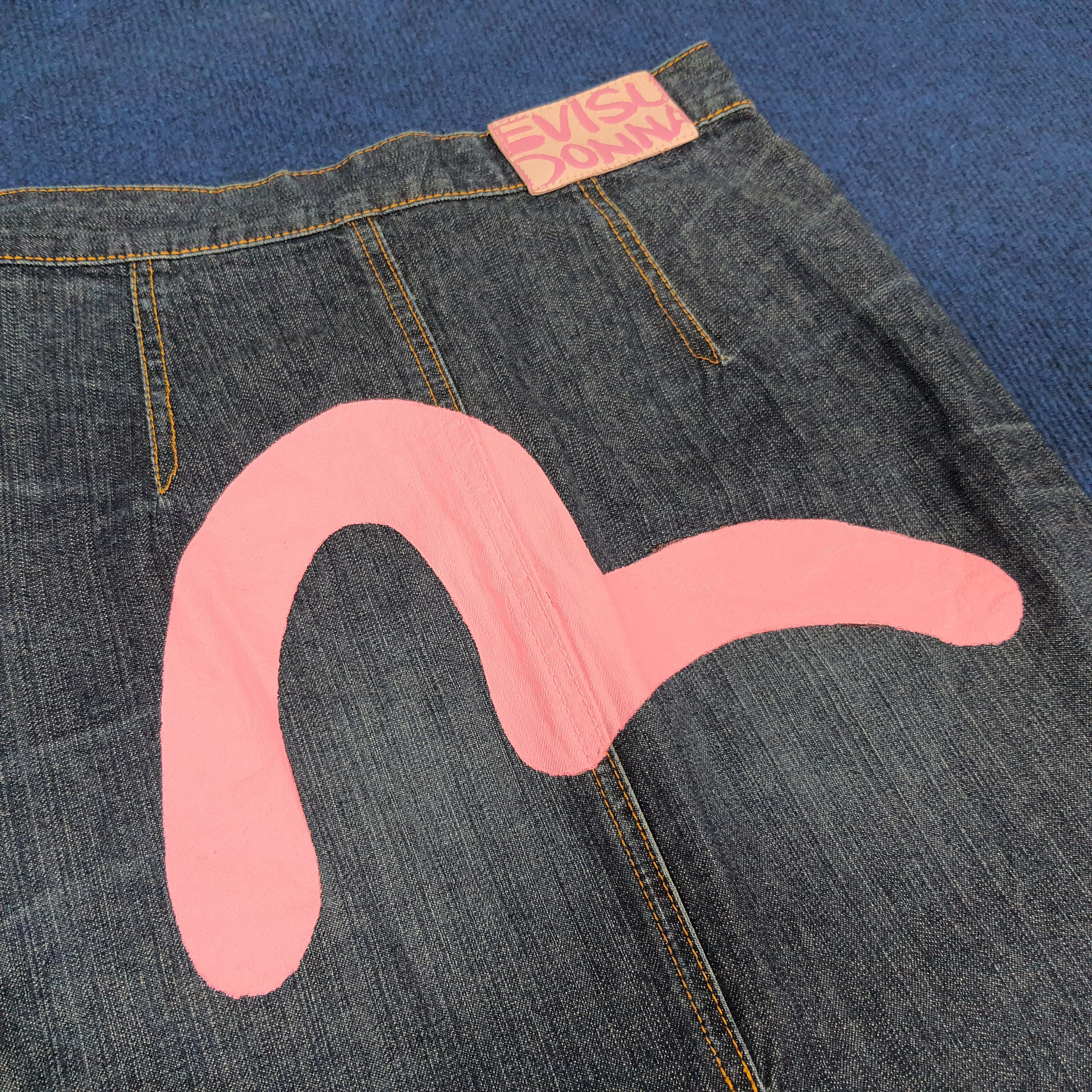 Evisu × Japanese Brand × Vintage Vintage Evisu Donna Japan Custom Daicock Midi Denim Skirt Size 25" / US 0 / IT 36 - 2 Thumbnail