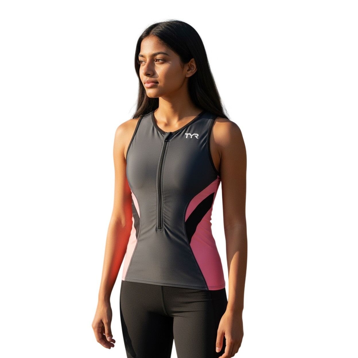 Other TYR WOMEN'S COMPETITOR SINGLET, GRAY/CORAL, Size XS Size XS / US 0-2 / IT 36-38 - 2 Thumbnail