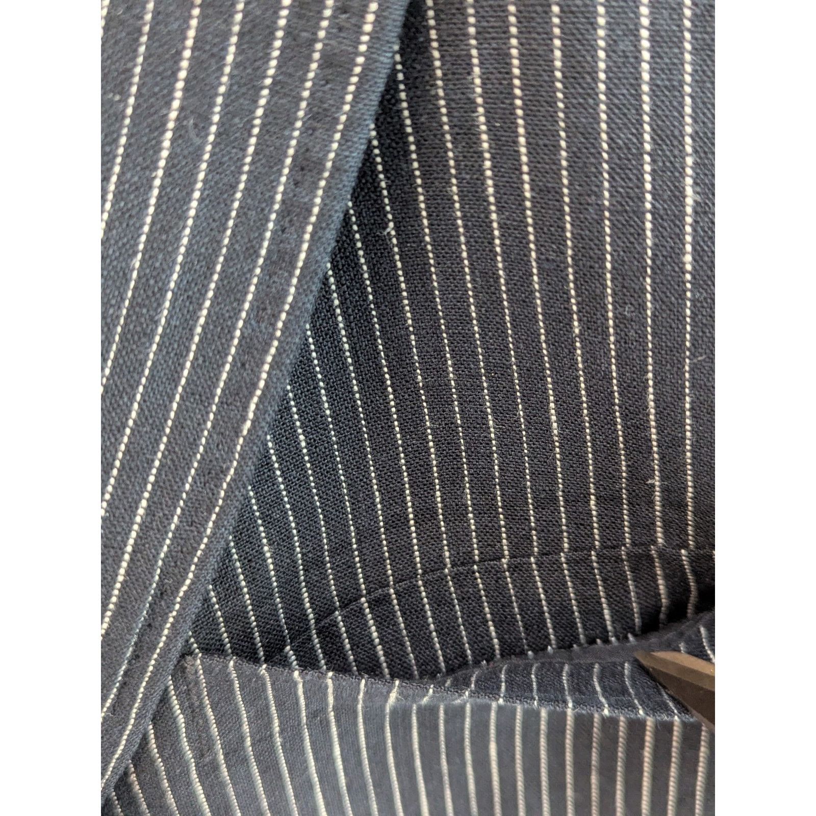 Joseph Abboud Size 38L Black w/White Pin Stripes Linen 2 Button Notch Size 38L - 11 Thumbnail
