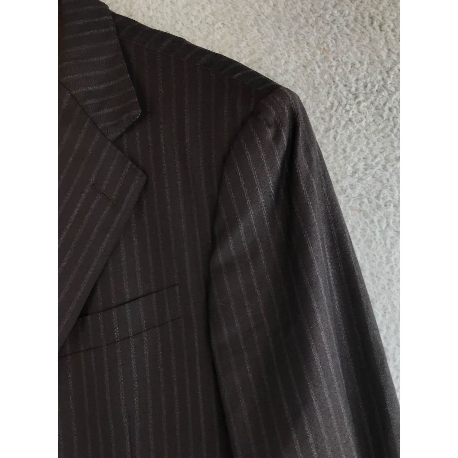 Ermenegildo Zegna VINTAGE? Ermenegildo Zegna Blazer 54R Brown Striped Single-Breasted Suit Jacket Mens Suit Jacket Clean Size 54R - 7 Thumbnail