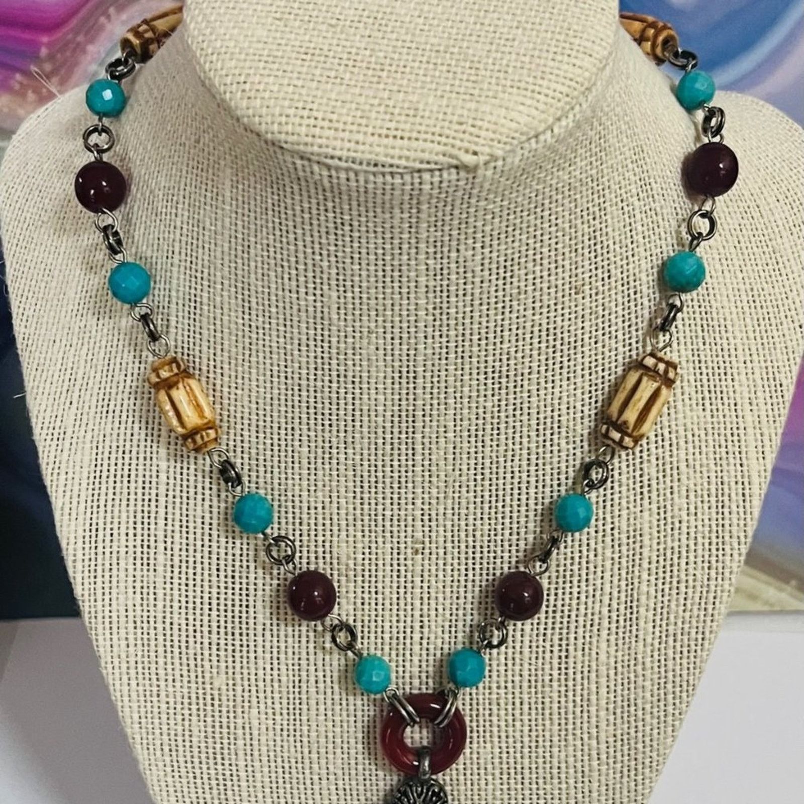 & Other Stories Vintage Signed - RJ Graziano - SW Turquoise Carnelian Neckla Size ONE SIZE - 2 Thumbnail