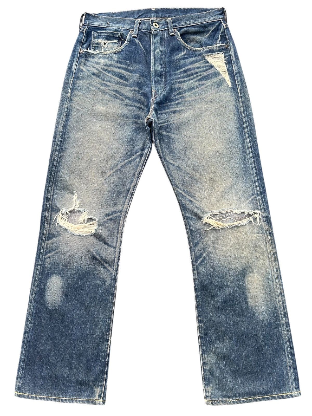 Kapital Thrashed Vintage Levis Big E Selvedge Distressed Denim jeans Size US 32 / EU 48 - 1 Thumbnail