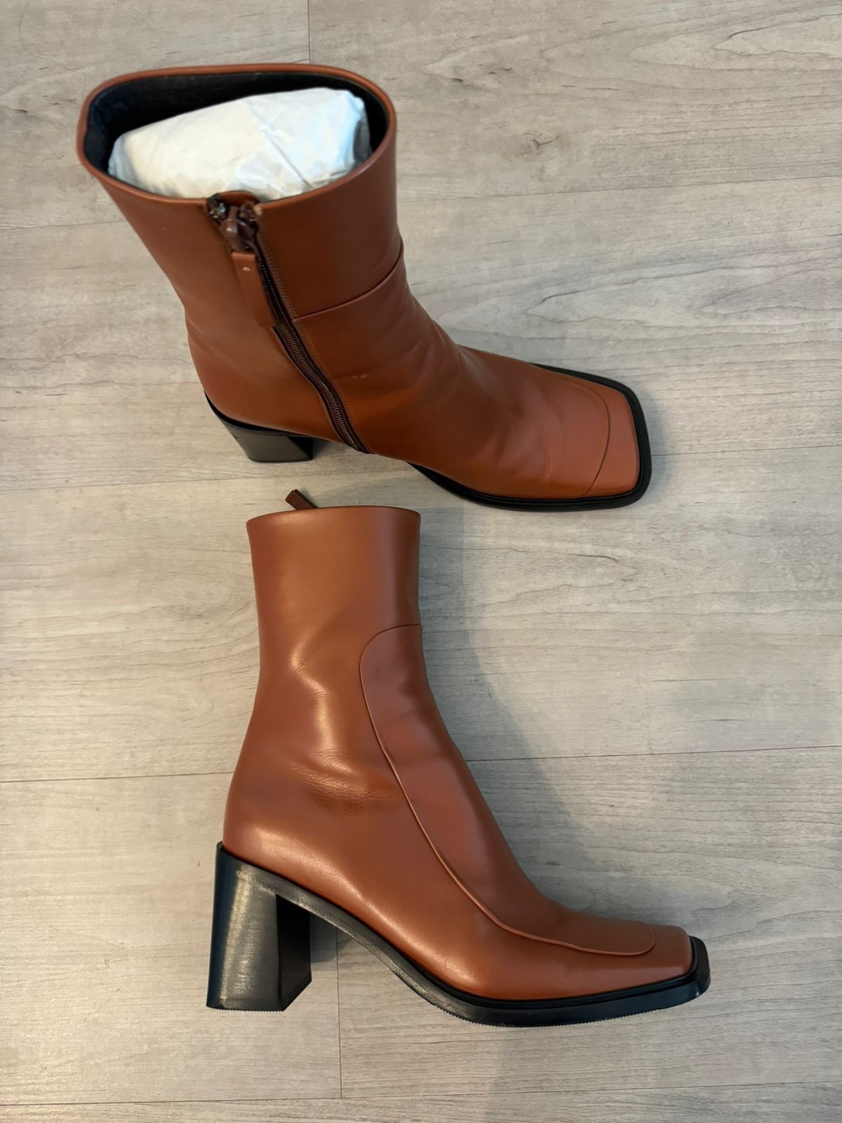 ショートブーツ・ブーティ The Row Patch leather ankle boots Patch leather ankle boots in brown - The Row | Mytheresa