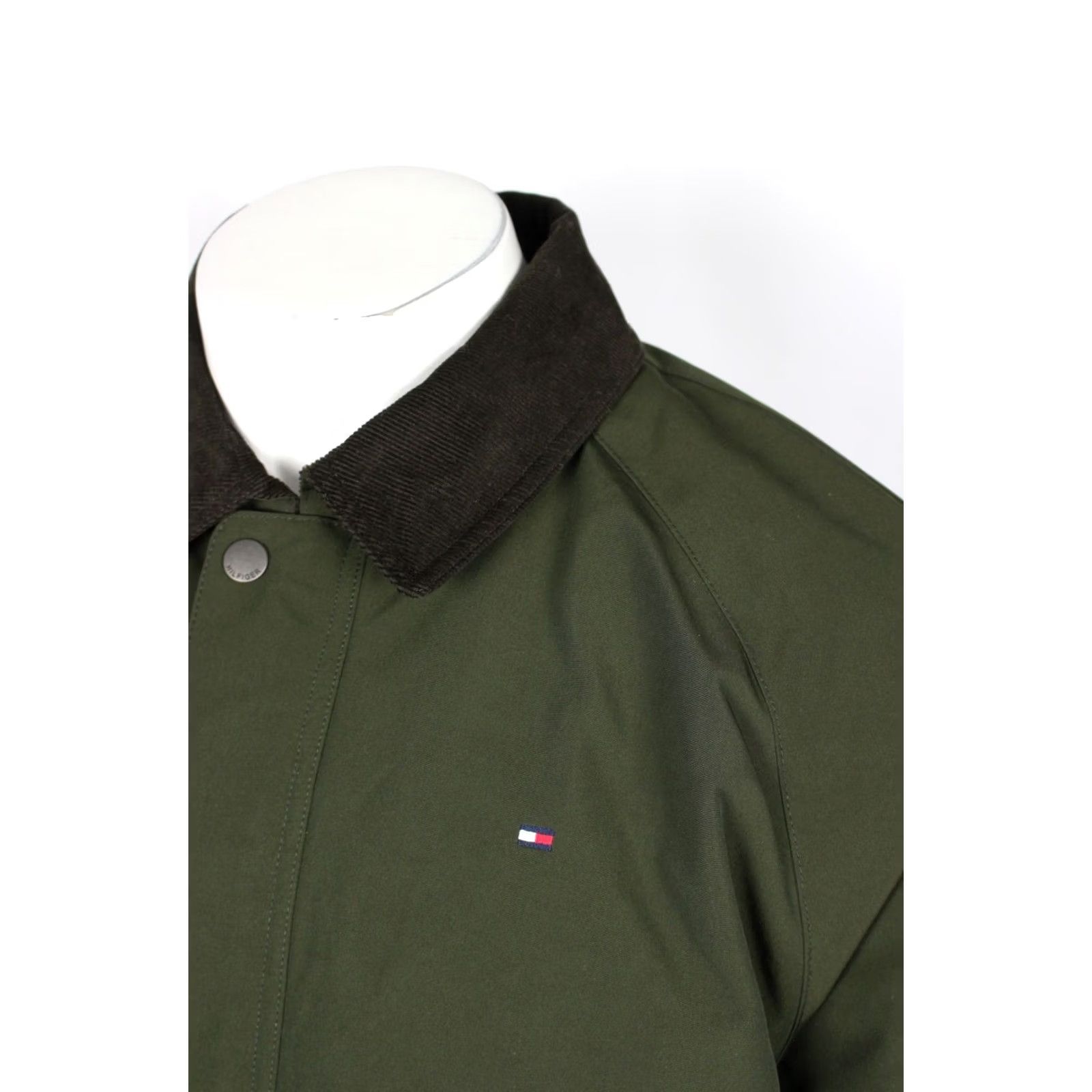Tommy Hilfiger VINTAGE Tommy Hilfiger Men's Barn Jacket Corduroy Collar Full Zip XXL Green Water Wind Jacket Size US XXL / EU 58 / 5 - 5 Thumbnail