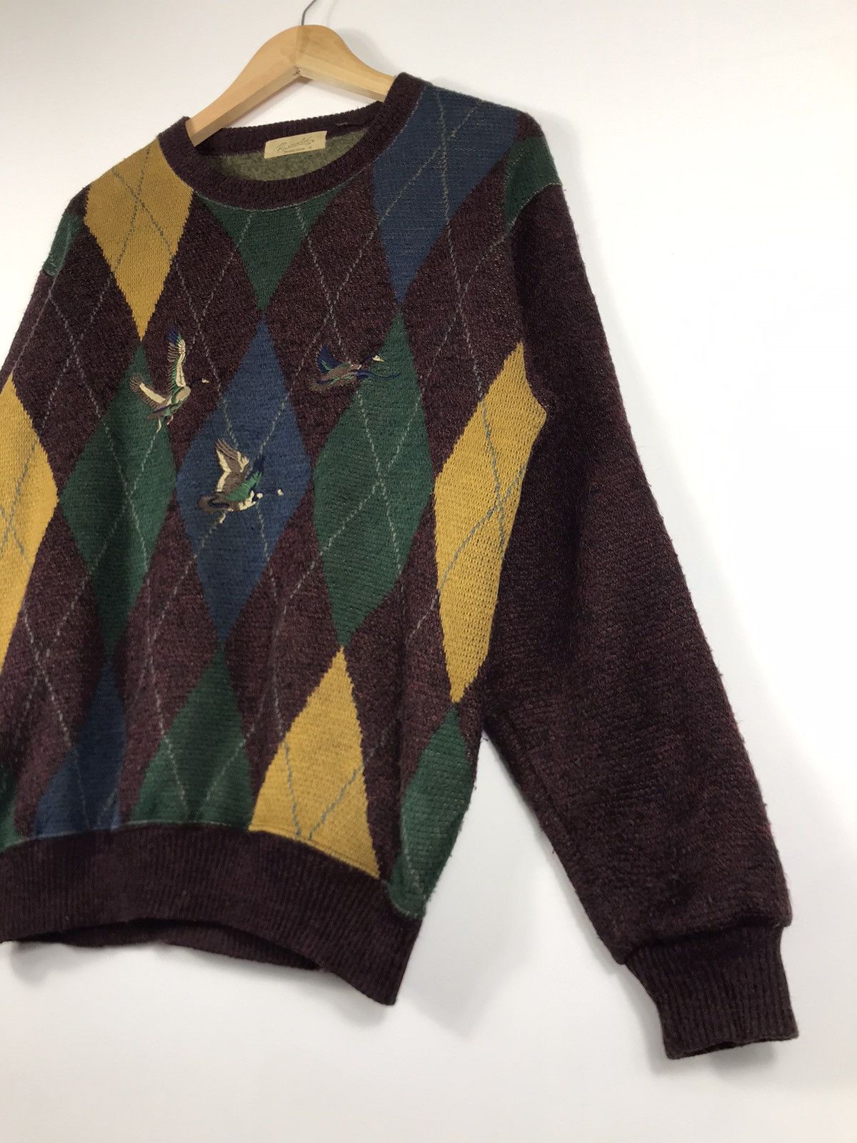Japanese Brand ⚡️Vintage Rinald Argyle Embroidered Sweatshirt Size US M / EU 48-50 / 2 - 3 Thumbnail