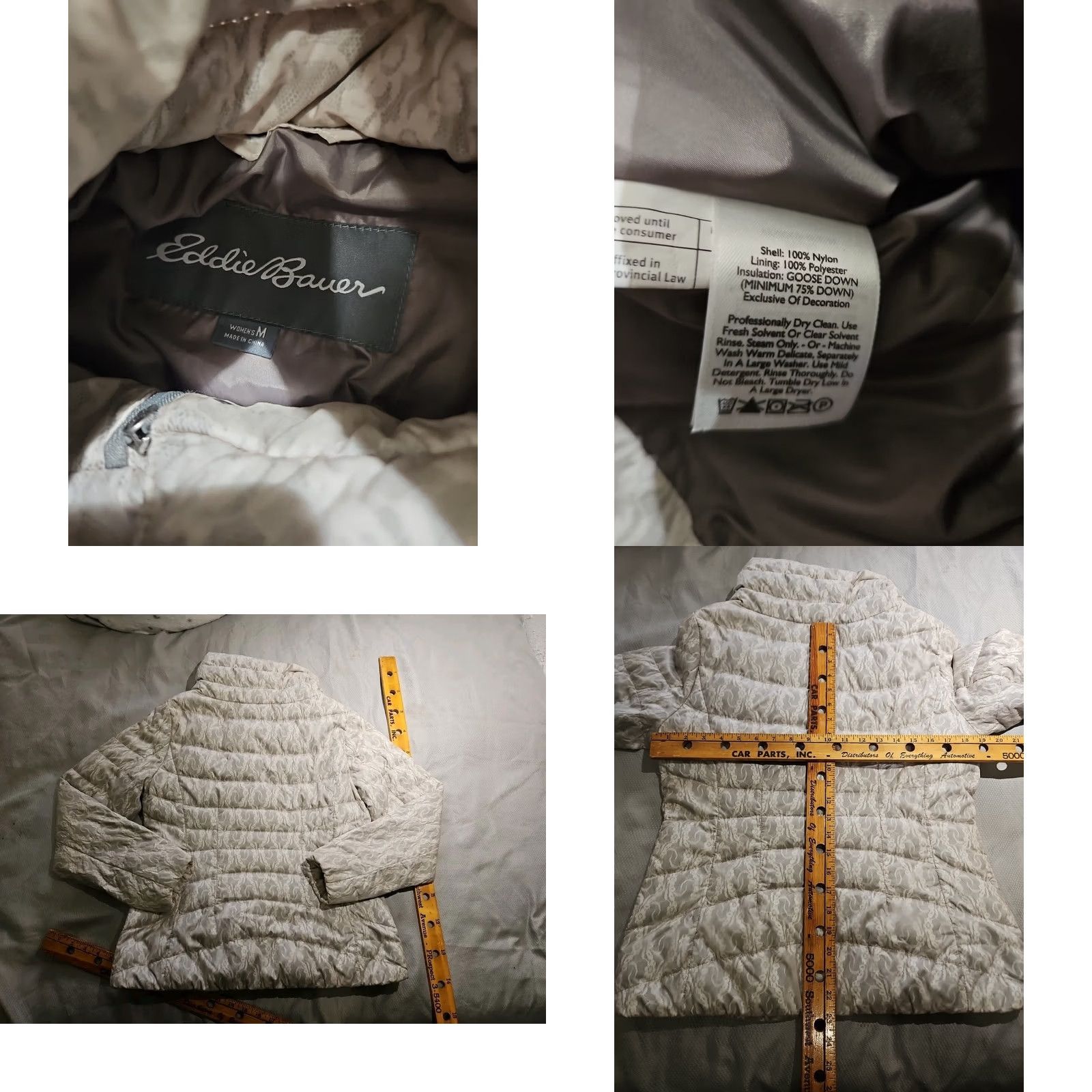 Eddie Bauer VINTAGE Eddie Bauer Womens Jacket Puffer Beige Floral Lace Goose Down Motif Snap Mid-Length Zip Full Zip Pockets Full Zip Size M / US 6-8 / IT 42-44 - 8 Thumbnail