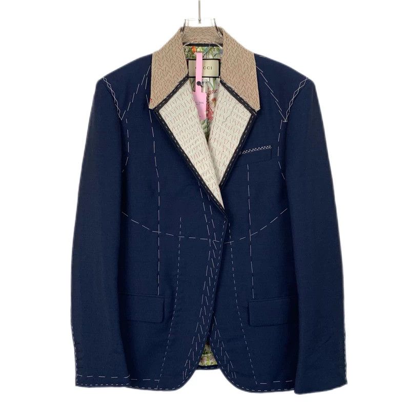 Gucci GucciDark blue line horsehair lapel long-sleeved suit jacke Size US L / EU 52-54 / 3 - 1 Thumbnail