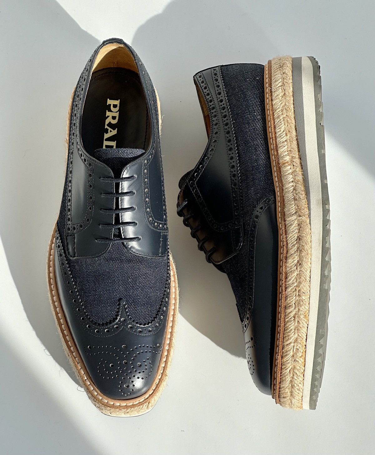 Prada PRADA 2015 Denim Platform Brogues Shoes 2EG015 runway punk Size US 9 / EU 42 - 5 Thumbnail
