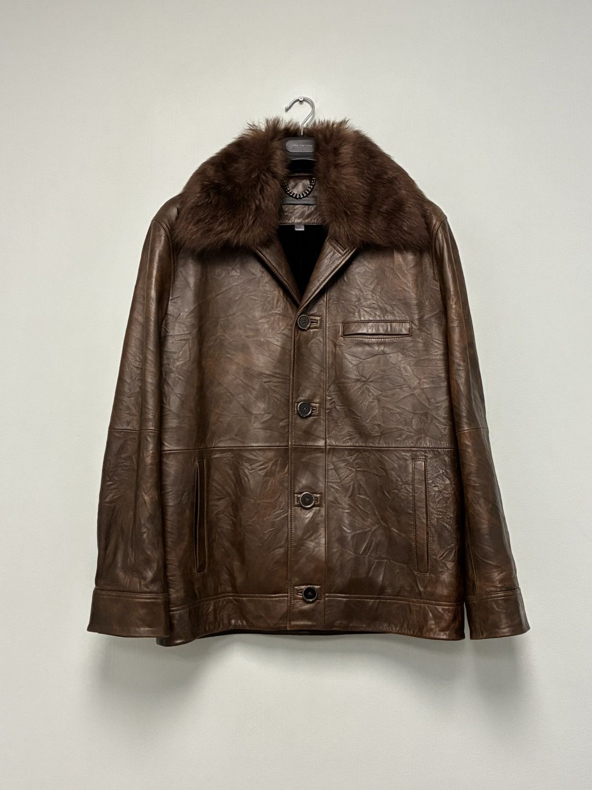 John Varvatos Fox Collar Leather Coat EU 48 USA 38 Size US M / EU 48-50 / 2 - 3 Thumbnail