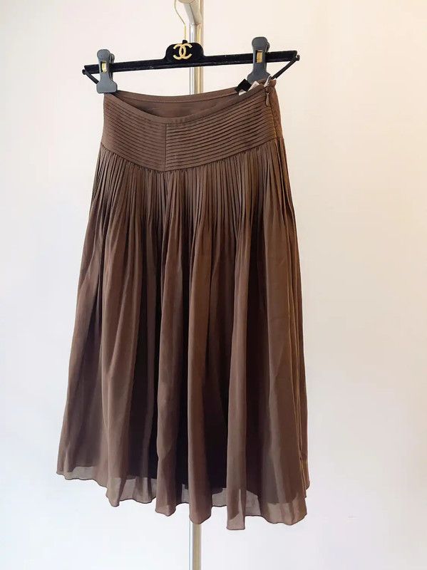 Lanvin Lanvin Brown Pleated Short Skirt for Women 0089 Size 23" - 1 Thumbnail