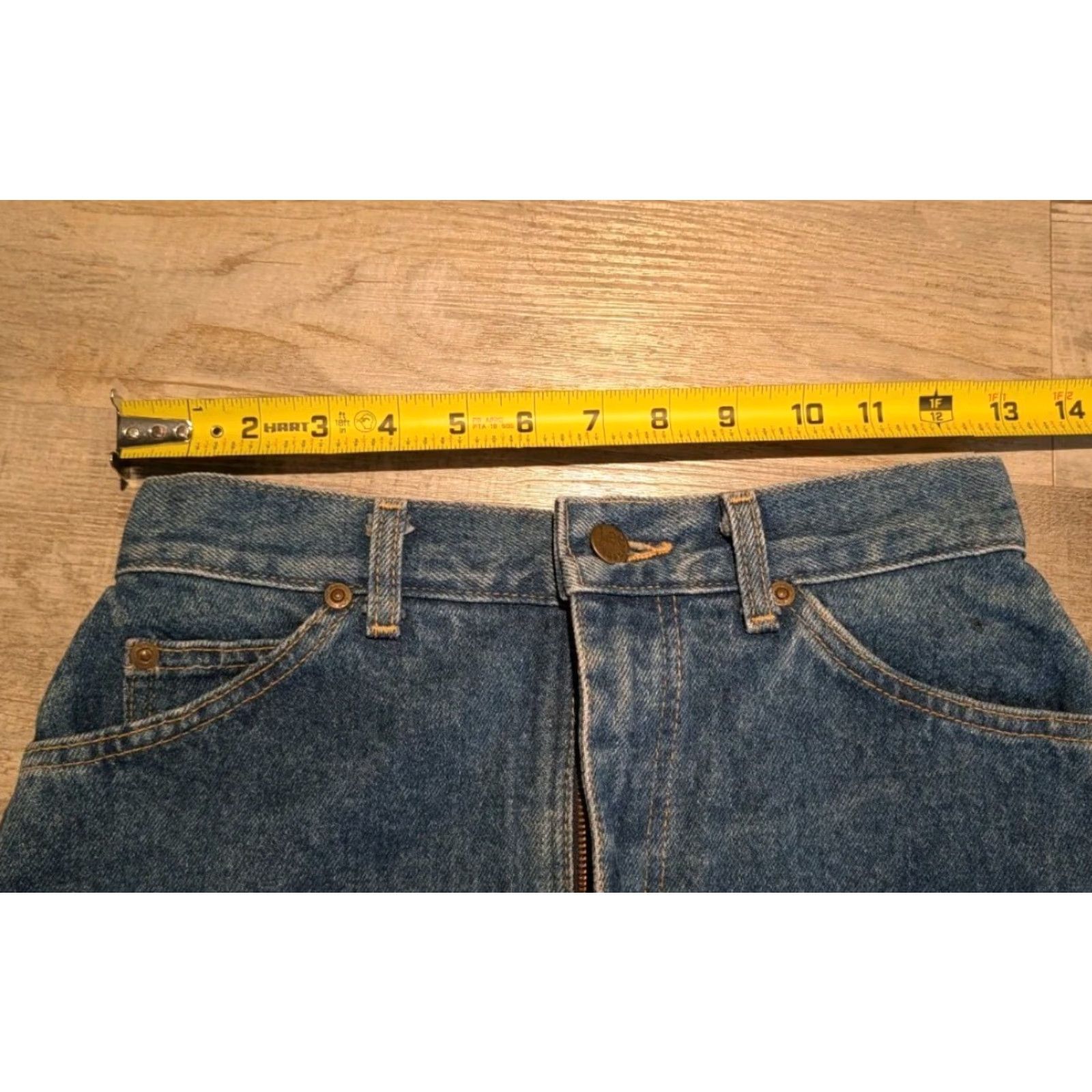 Lee VINTAGE Lee Denim Skirt Jean Skirt High Waisted 26" Waist 19" Long Midi Blue Cotton Denim 80s 90s Womens Skirt Size 26" / US 2 / IT 38 - 6 Thumbnail