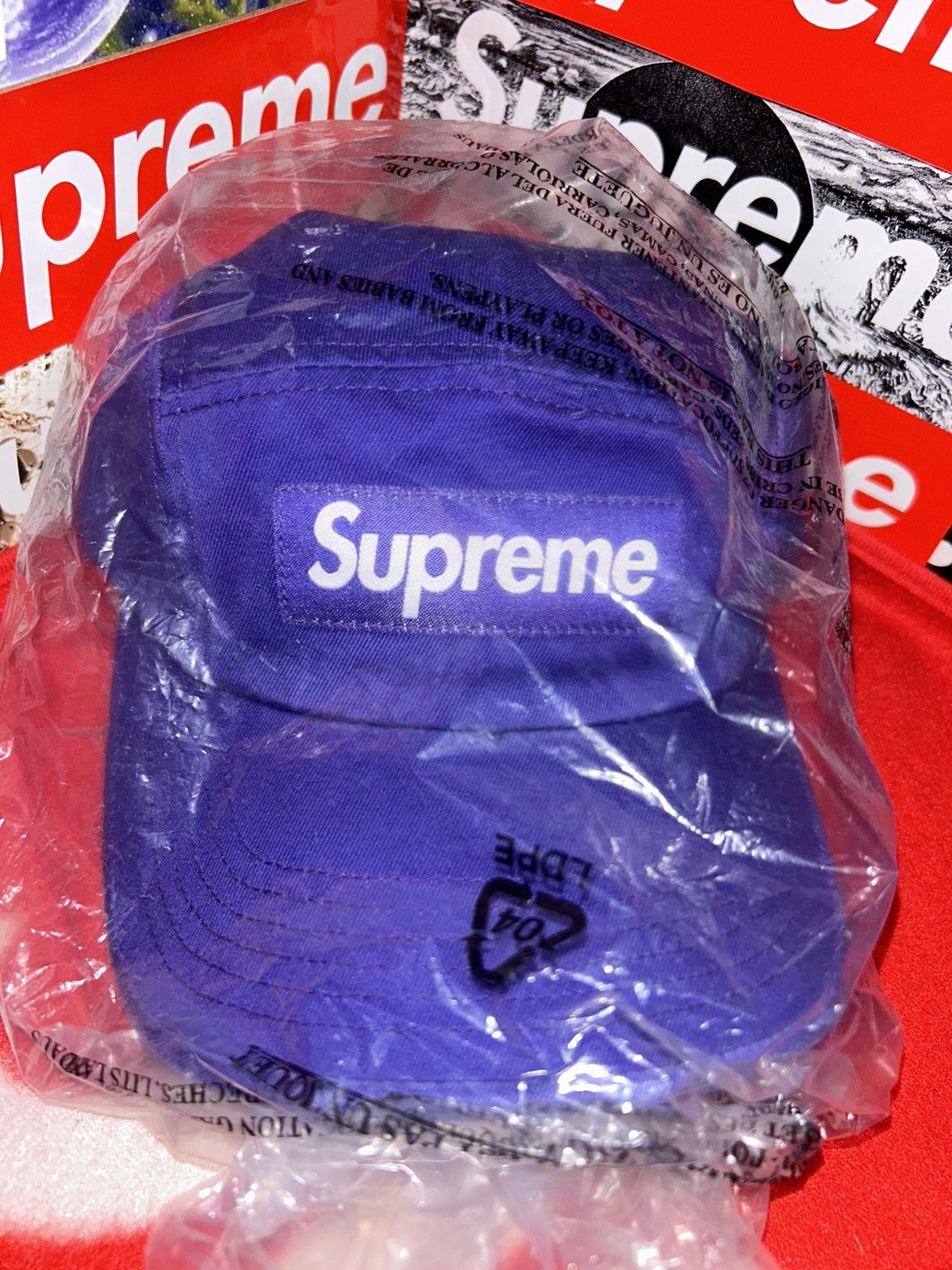 image of Supreme Washed Chino Twill Camp Cap New Ss23 Hat in Purple, Men's