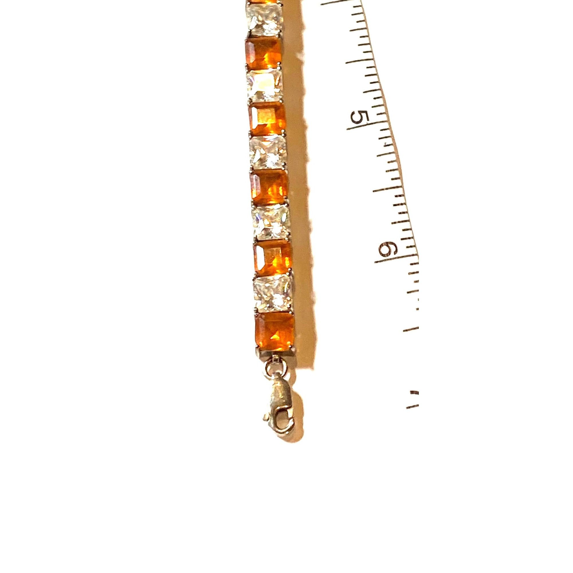 Other Citrine & White Topaz Sterling Silver Tennis Bracelet 7.5 In Size ONE SIZE - 4 Thumbnail