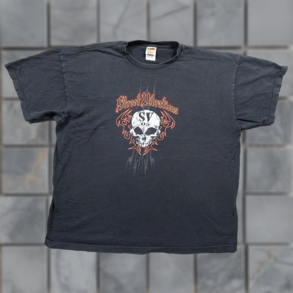 Fruit Of The Loom VINTAGE Fruit of the Loom Shirt Mens 2XL Black Street Vibrations Motorcycle Tee Skull Y2K Size US XXL / EU 58 / 5 - 1 Thumbnail