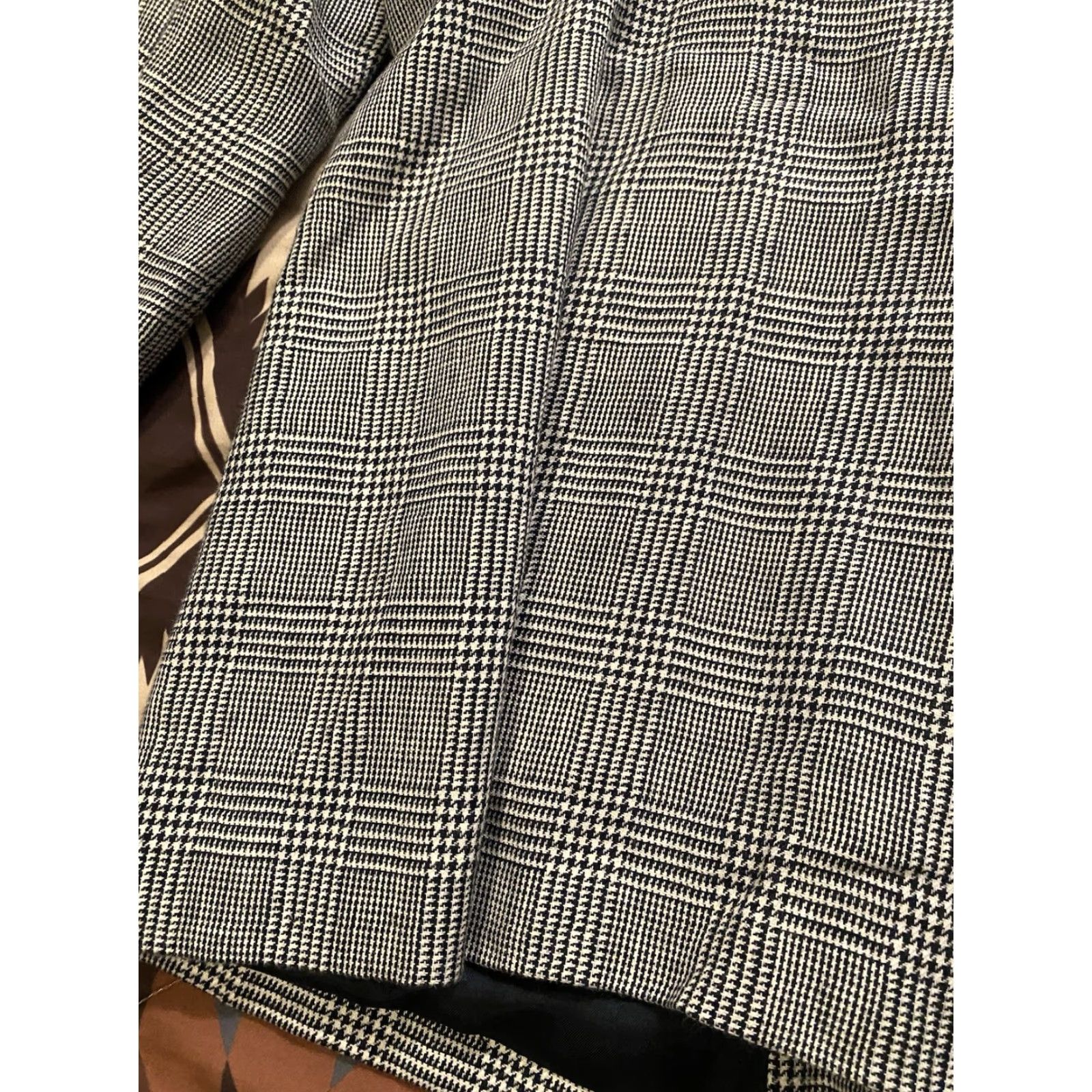 VINTAGE Lauren Ralph Lauren Blazer Women’s Double Breasted 14W 100% Linen Houndstooth Multicolor