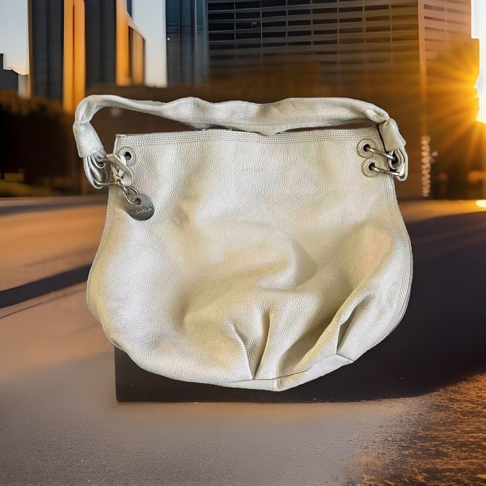 Calvin Klein VTG Tote Calvin Klein Pebble Leather, Hobo Bag Slouchy Purse Size ONE SIZE - 1 Thumbnail