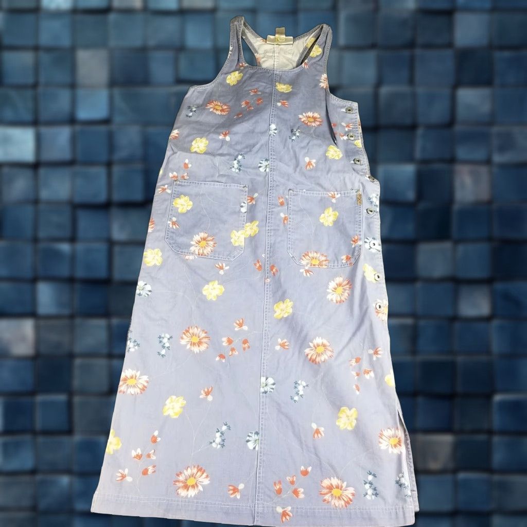 Express VINTAGE Express Denim Jumper Dress 90s Maxi Purple Floral Casual Women's Medium Size M / US 6-8 / IT 42-44 - 1 Thumbnail