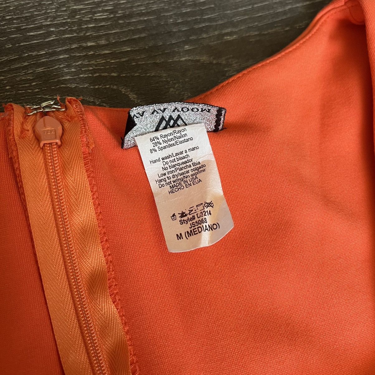 Other × Vintage Vintage 1990s Va Va Voom Orange Bell Midi Dress Going Out Size M / US 6-8 / IT 42-44 - 5 Thumbnail