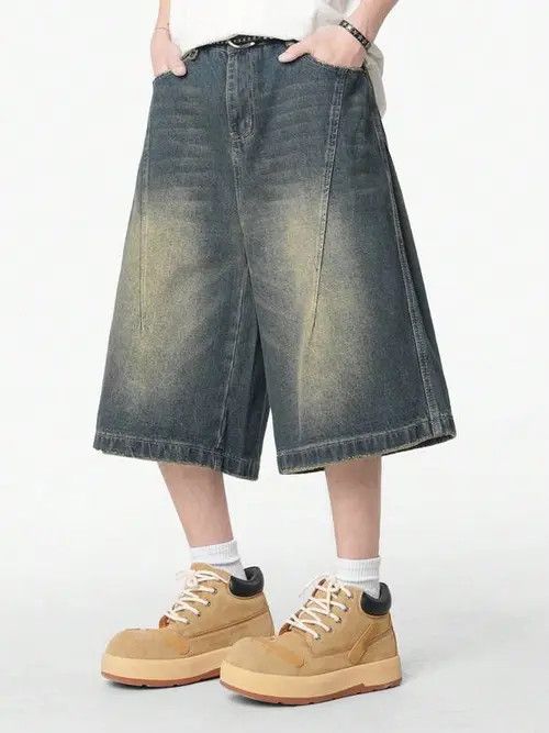Japanese Brand WASHED vintage Y2K denim jorts OPIUM Size US 34 / EU 50 - 4 Thumbnail