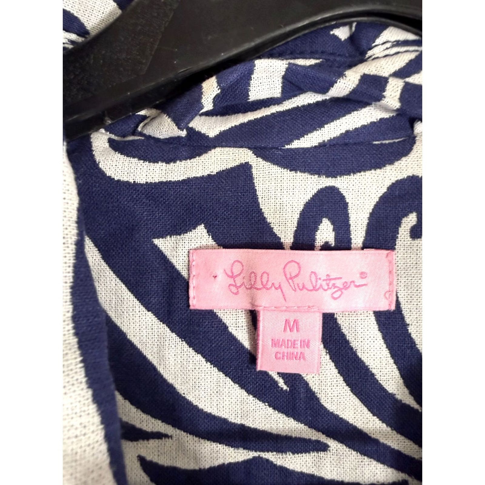 Lilly Pulitzer Lilly Pulitzer Overcoat Jacket Womens M Blue White Abstract Swirl Print Pockets Long Sleeve Size M / US 6-8 / IT 42-44 - 6 Thumbnail