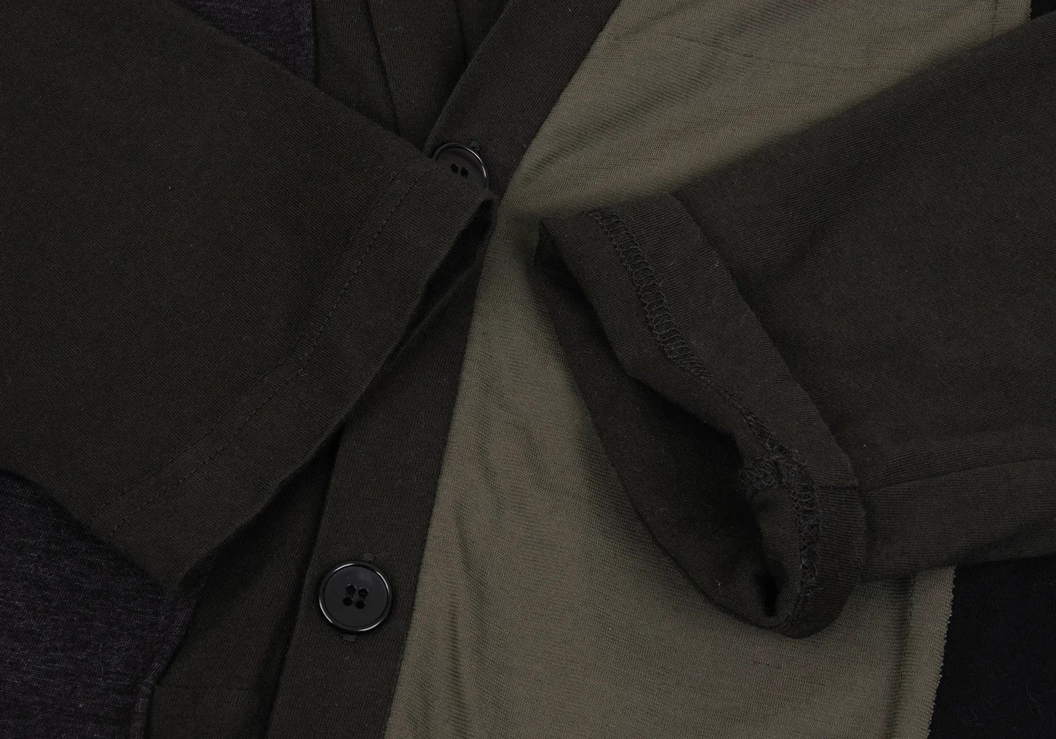 Yohji Yamamoto Cotton Panel Long Cardigan in Khaki and Black Size US M / EU 48-50 / 2 - 6 Thumbnail