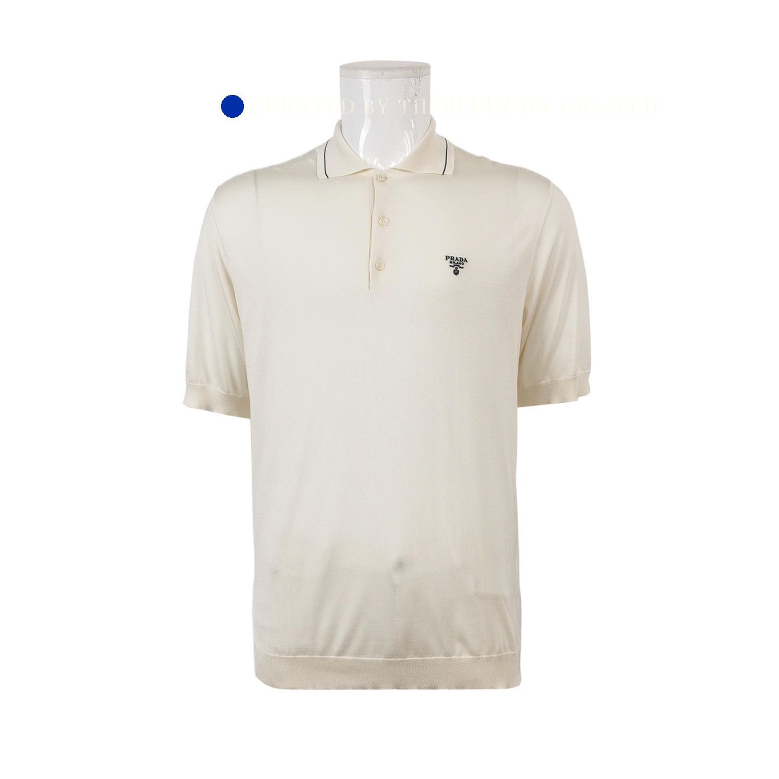 Prada Beige Knit Polo Shirt for Casual Elegance Size US M / EU 48-50 / 2 - 1 Thumbnail