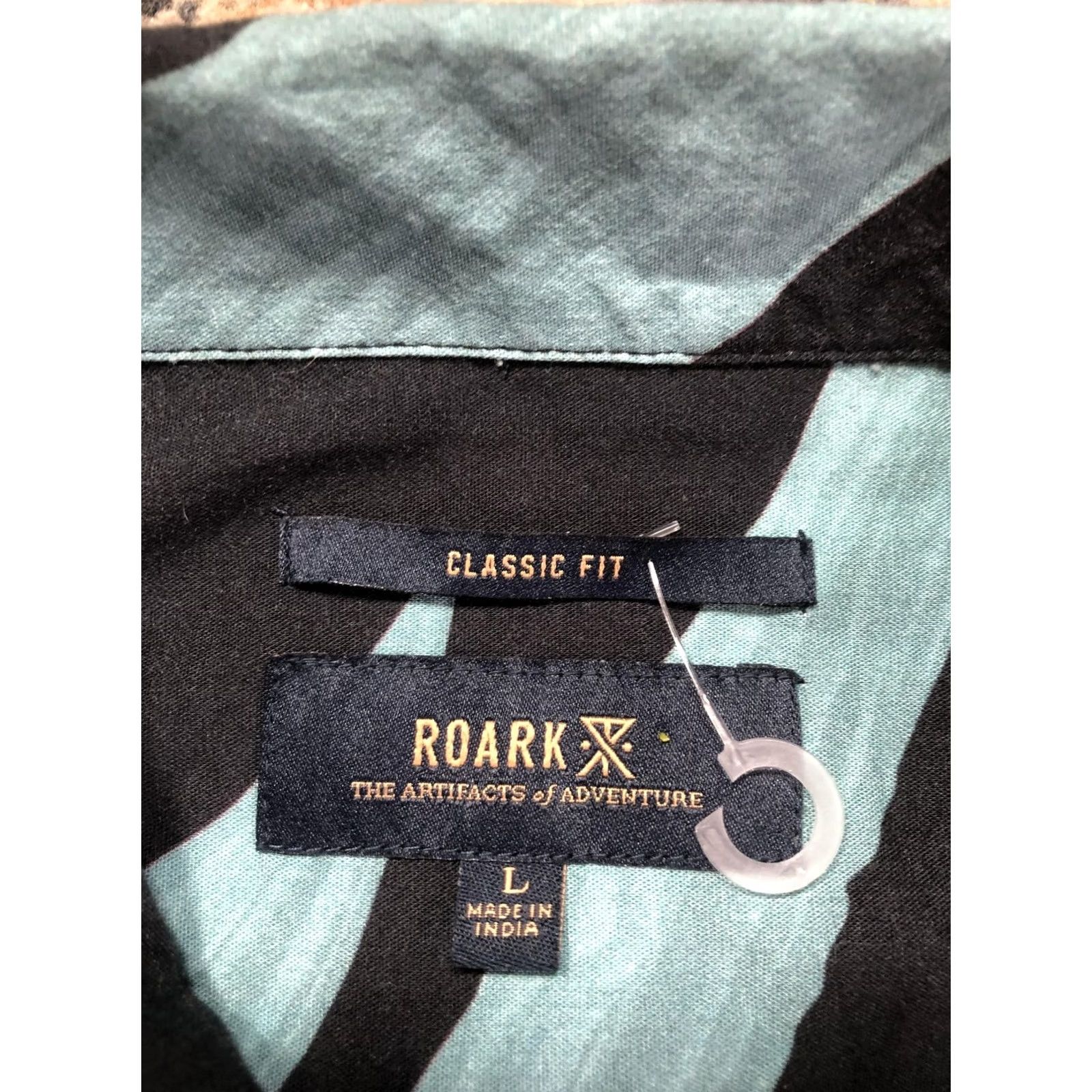 Roark Roark Mens Large Black Green Stripe Short Sleeve Button Up Shirt Striped Casual Size US L / EU 52-54 / 3 - 7 Thumbnail