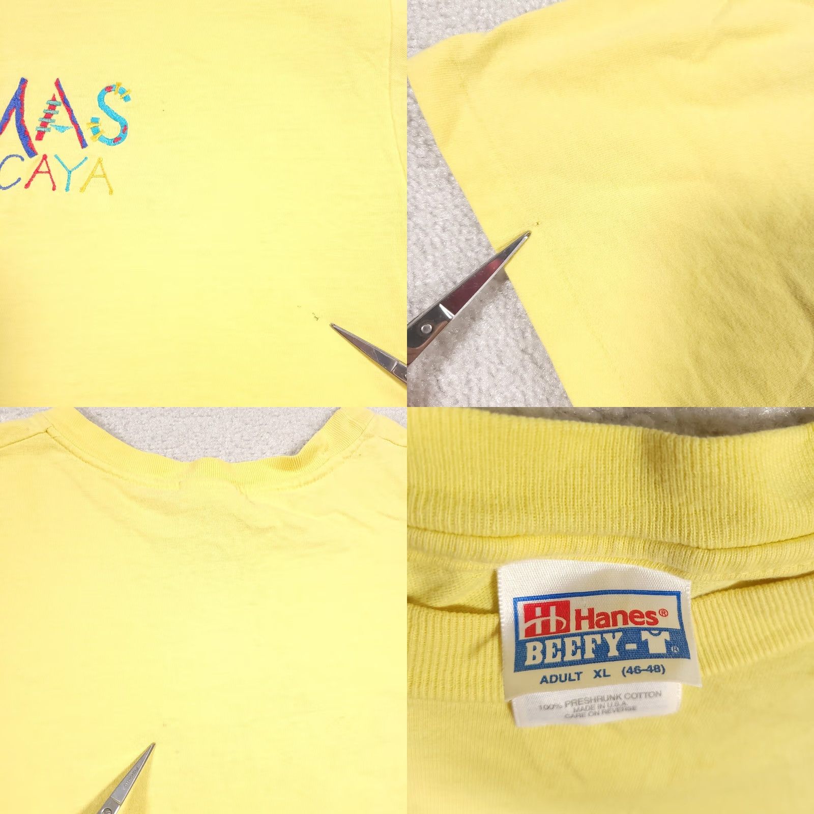 Hanes VINTAGE Hanes Beefy-T Bahamas Embroidered T-Shirt XL Yellow S/S USA Made Mens 90s Beach Tee Size US XL / EU 56 / 4 - 9 Thumbnail