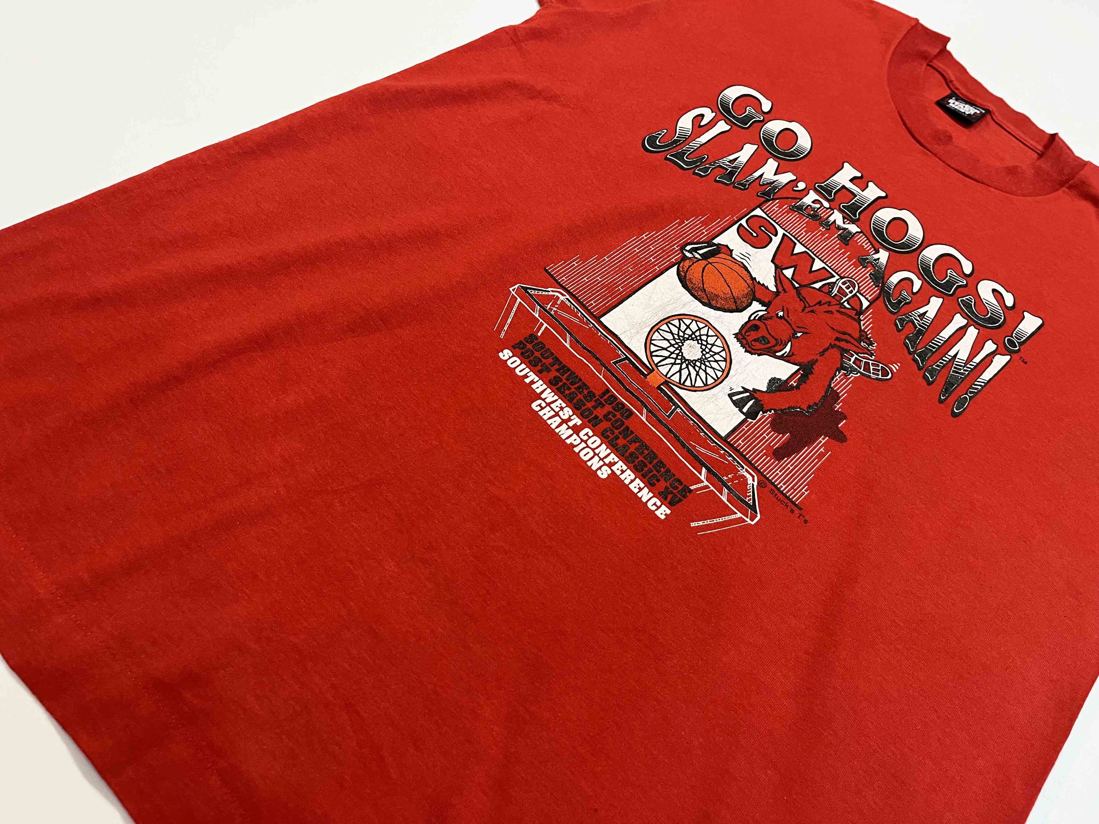 NCAA × Vintage Vintage Arkansas Razorbacks Hogs NCAA Basketball T-Shirt Size US L / EU 52-54 / 3 - 6 Thumbnail