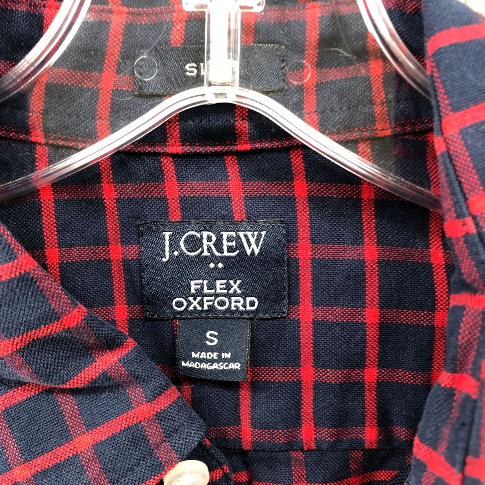J.Crew J.CREW Flex Oxford Shirt Mens S Slim Fit Long Sleeve Navy Blue Red Check Plaid Shirt Size US S / EU 44-46 / 1 - 5 Thumbnail