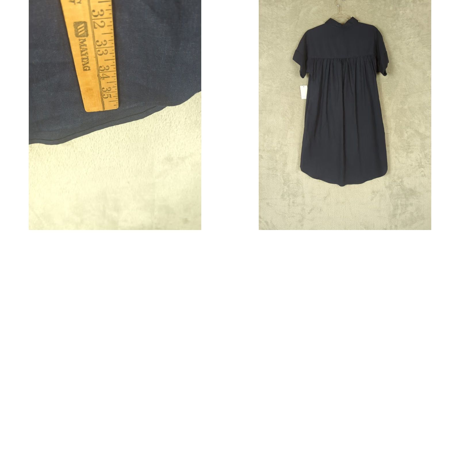 Vintage Ophelia Roe Dress Shirt Navy blue Knee Length Button Down Pocket Cap Sleeve Collared Linen Blend Minimalist Women M Size M / US 6-8 / IT 42-44 - 8 Thumbnail