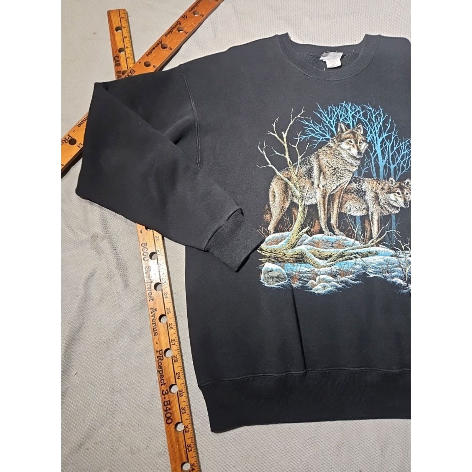 Lee Vintage Sturdy Sweats by Lee Sweatshirt Mens XL Black Wolf Mountain USA 90s Size US XL / EU 56 / 4 - 5 Thumbnail