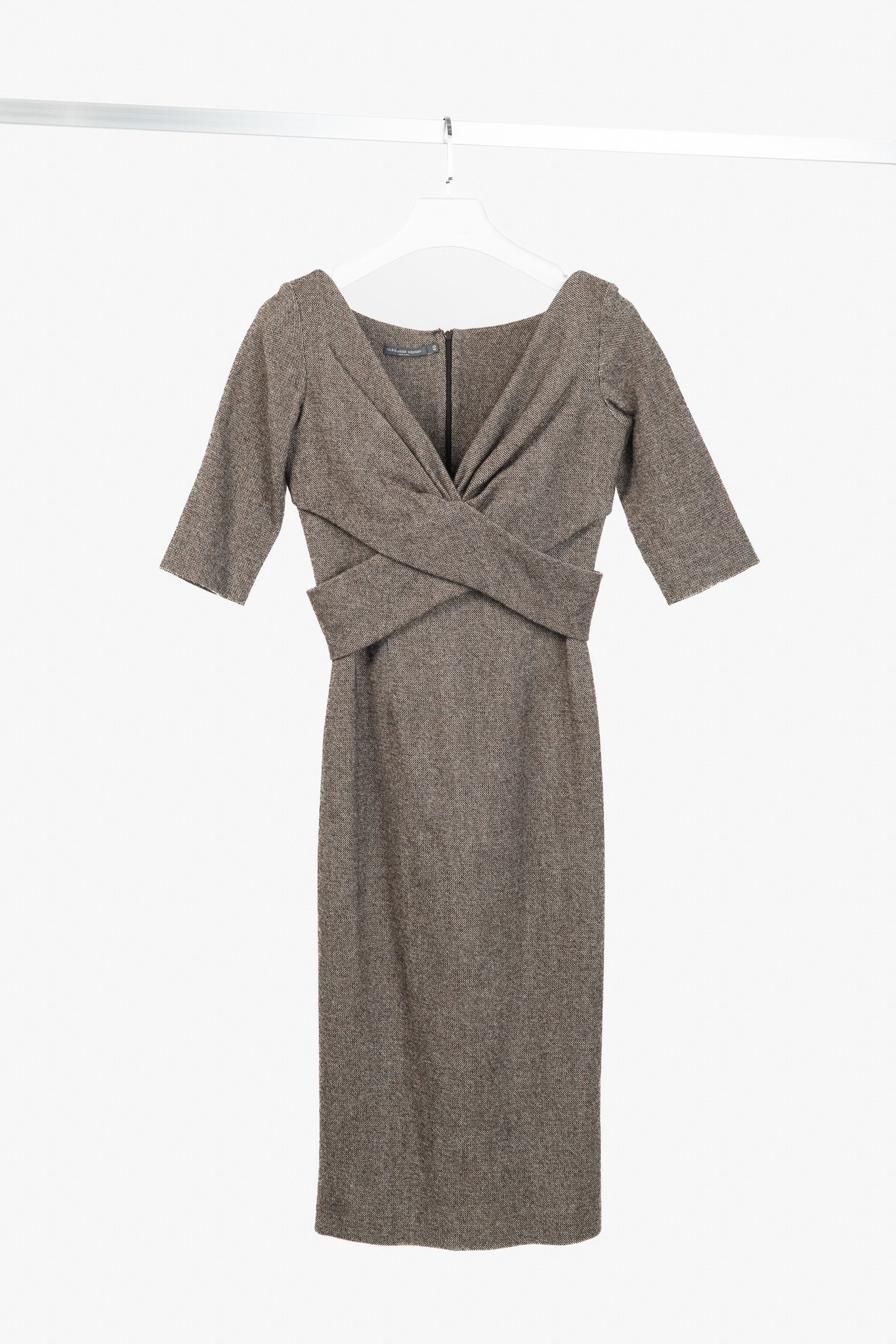 Alexander McQueen Alexander McQueen AW05 Wool Tweed Crossover-Waist Dress Size S / US 4 / IT 40 - 1 Thumbnail