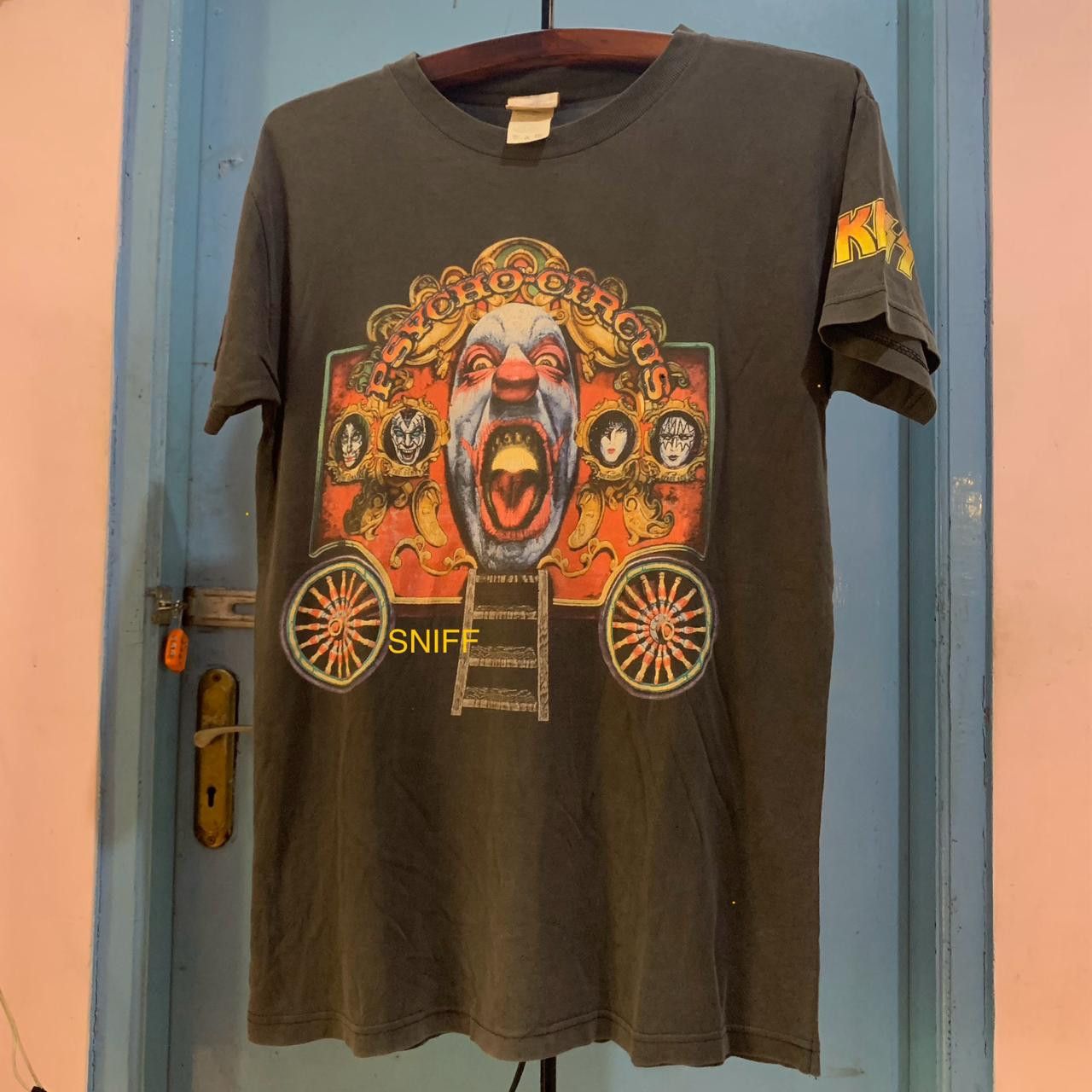image of Band Tees x Kiss 90's Kiss Concert 1998 Psycho Circus Tour Promo in Faded Black (Size Large)