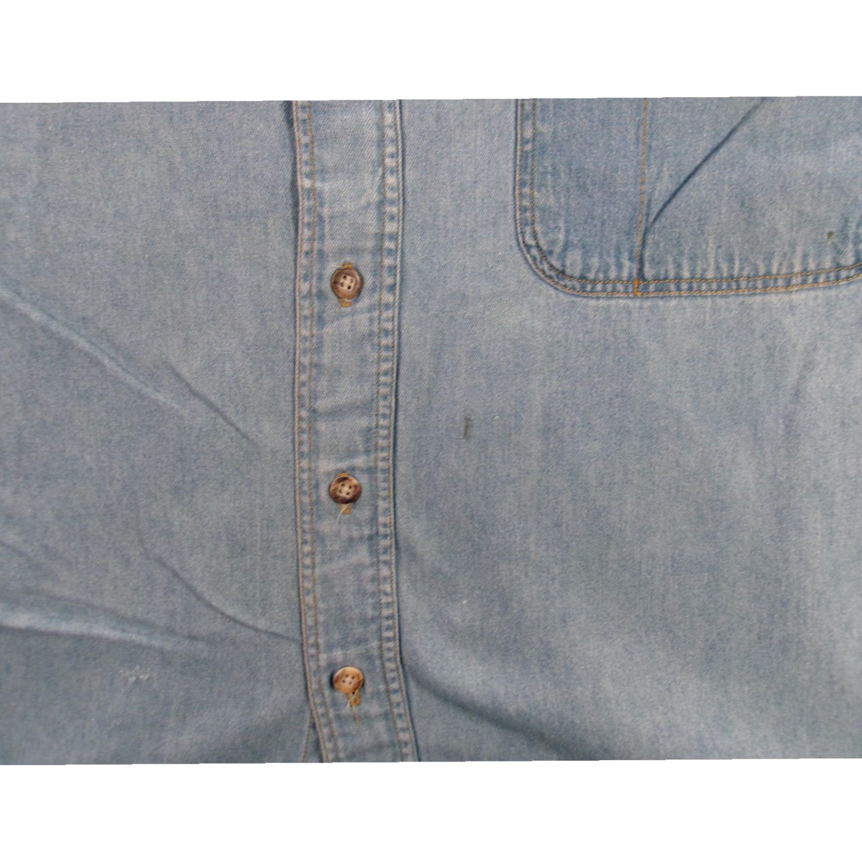 Denime RUGGER Button-Up Shirt Mens XL Blue Denim Long Sleeve Band Collar Embroidered Logo Casual Workwear Size US XL / EU 56 / 4 - 5 Thumbnail