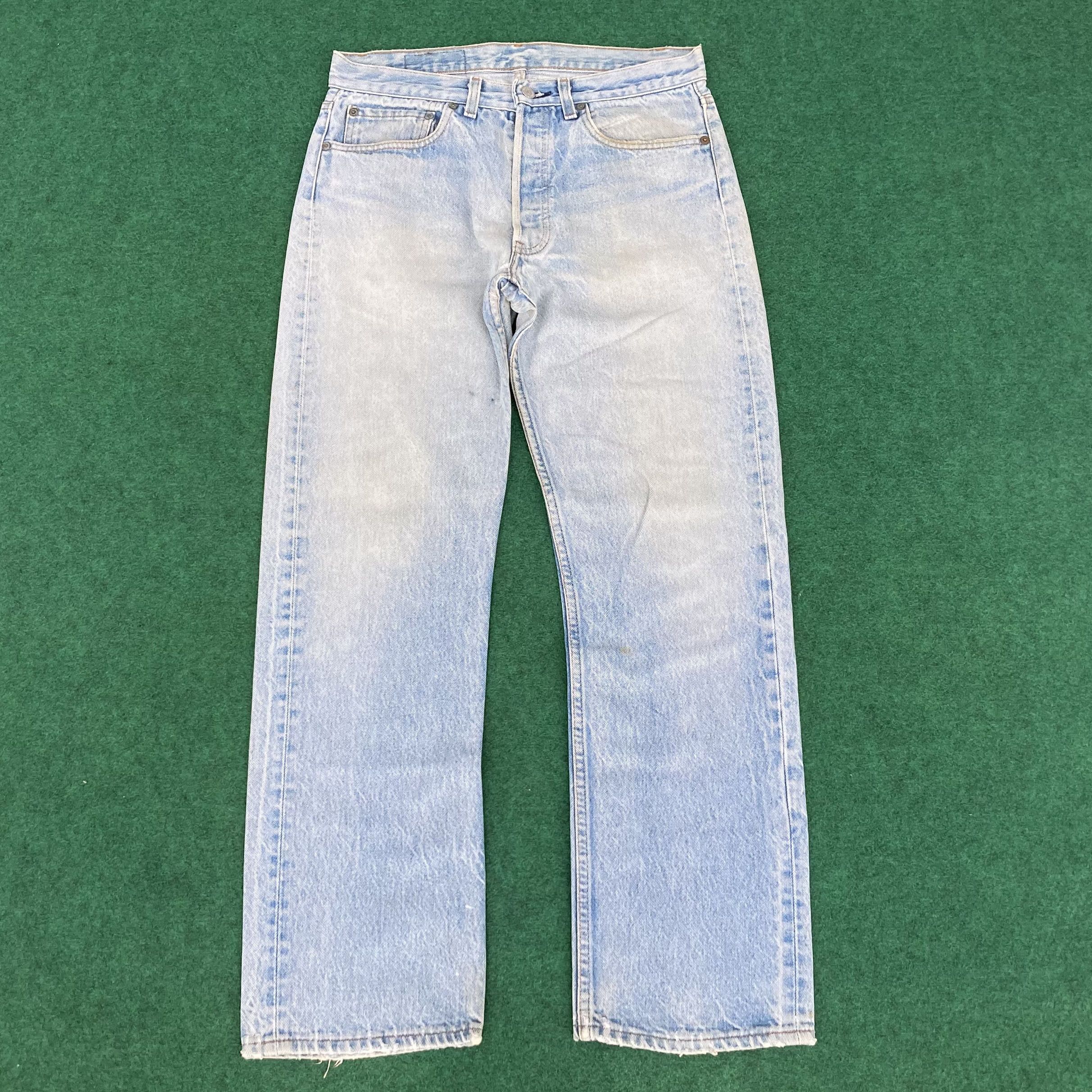 Levi's × Vintage Vtg Levis 501 Distressed Ripped Light Blue Dirty Jeans Size US 31 - 1 Thumbnail
