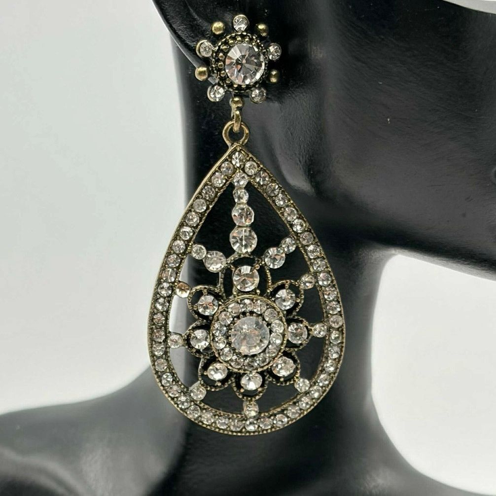 Other Silver Crystal Tear Drop Earrings Size ONE SIZE - 1 Thumbnail